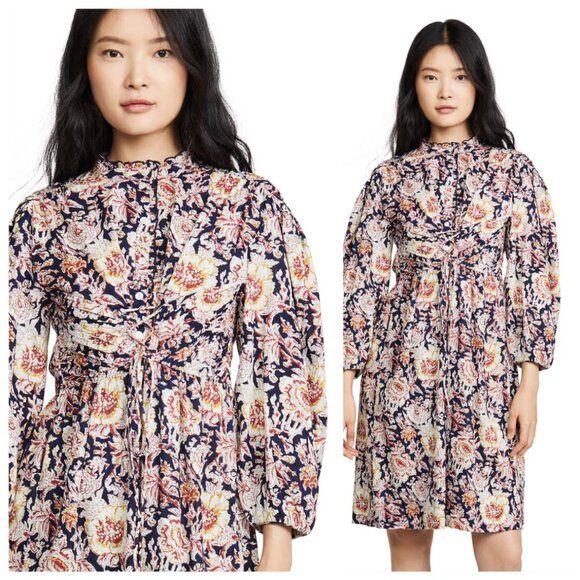 ANTIK BATIK Andre Floral Cotton Mini Long Sleeve Dress , size Extra Small - Picture 5 of 15